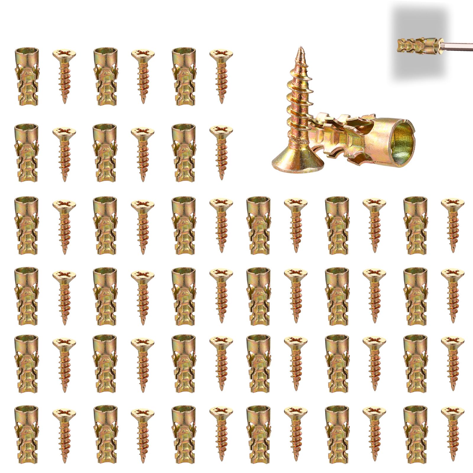 Sinbana 210 Sets 6x14mm Cabinet Hinge Repair Expansion Screws & Anchors
