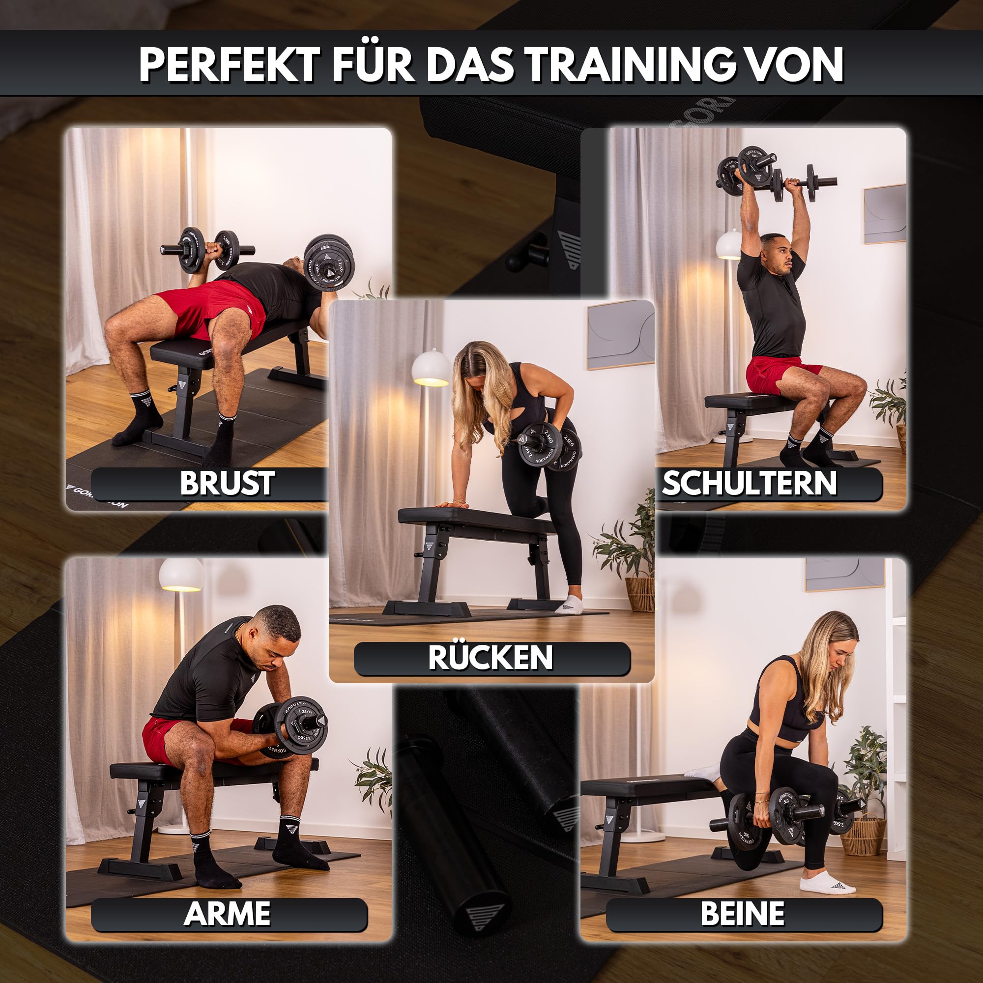 GORNATION Kurzhantelstange bis 100 kg Inkl. 2 magnetischer Verschlüsse, Hanteln für Ganzkörpertraining zu Hause, Dumbbell für Krafttraining, Home Gym Kurzhantelstangen