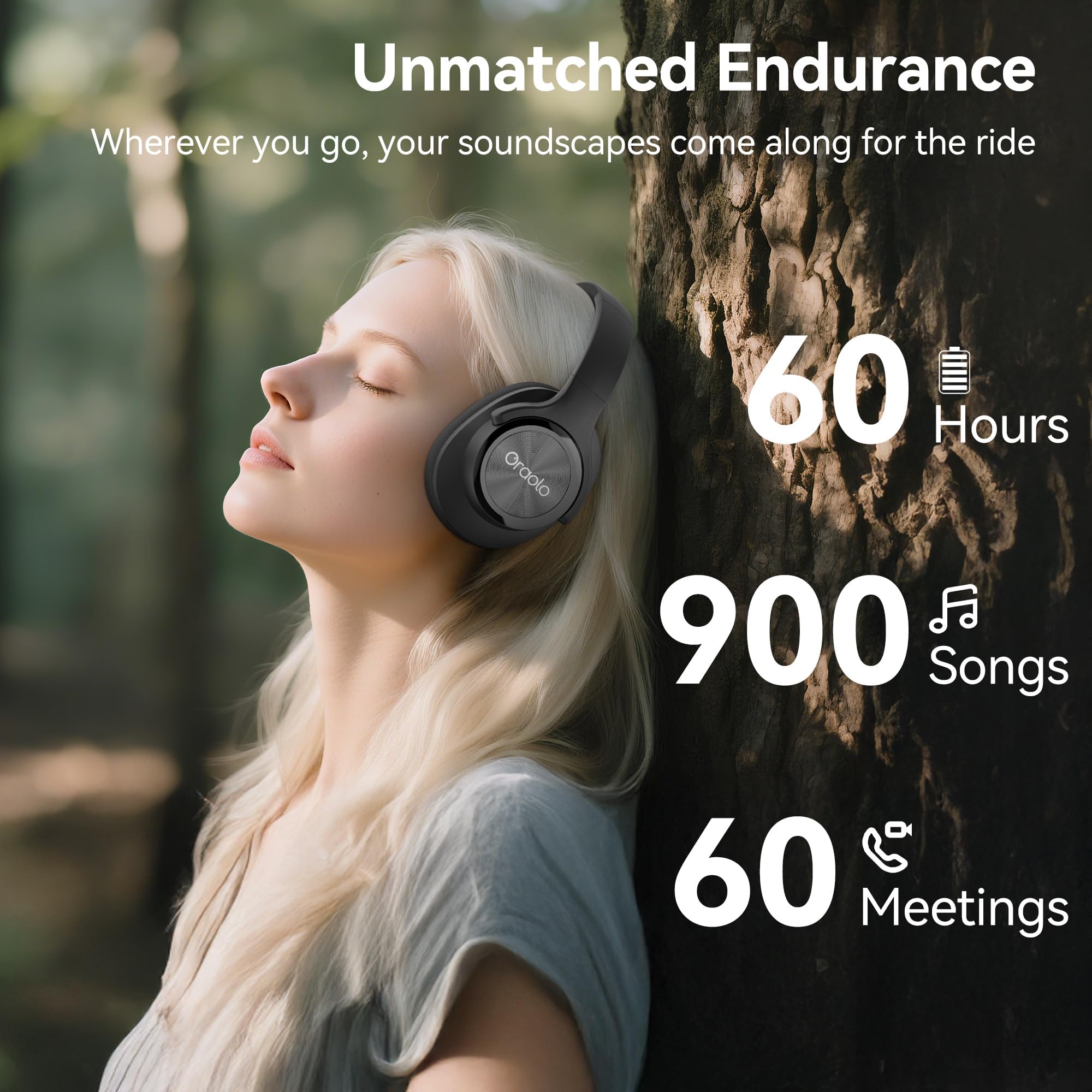 oraolo Bluetooth Kopfhörer, Kabellose Kopfhörer mit 3 EQ-Modi, Niedrige Latenz, HiFi-Stereo, Faltbar, Leicht, 70 Stunden Spielzeit, Tiefer Bass für Zuhause, Büro, Handy, PC