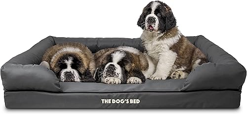 Miniatura 42 de The Dog's Bed, felpa gris XL, espuma viscoelástica sólida, alivio del dolor: artritis, displasia de cadera y codo, poscirugía, cojera, apoyo, negro,