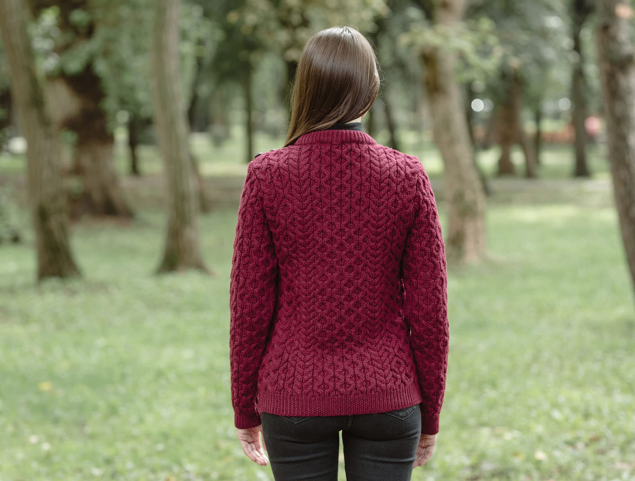 SAOL Maglia da donna 100% lana merino con bottoni laterali