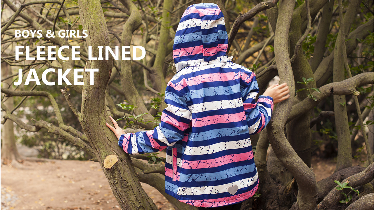 Hiheart Kids Waterproof Rain Jacket - Fleece Lined Softshell Coat, Reflective Details, For Boys & Girls
