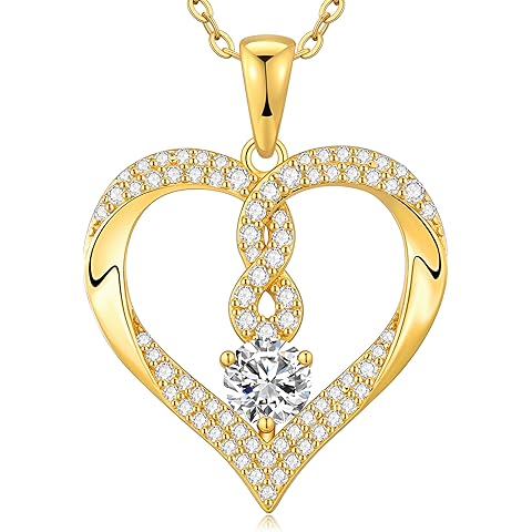 LOUISA SECRET Infinity Heart Birthstone Necklaces for Women, 925 Sterling Silver Forever Love Pendant Jewelry for Her, Ideal Gift for Wife, Girlfriend, Mom on Birthday, Anniversary, Mother's Day Gift