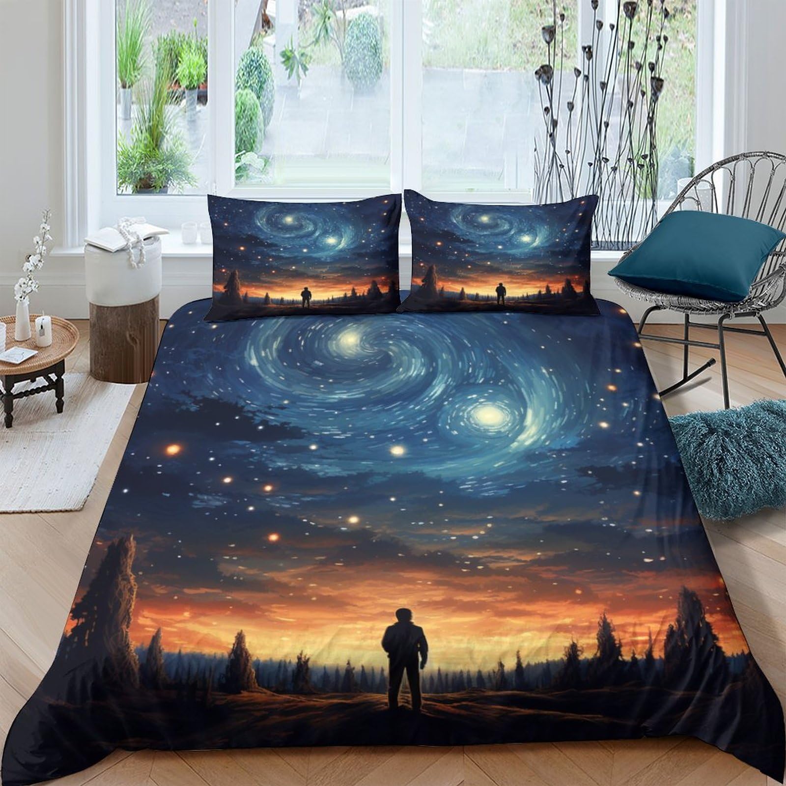 Housses de couettes IOFEER imprimé cosmos lit king size 220x240cm
