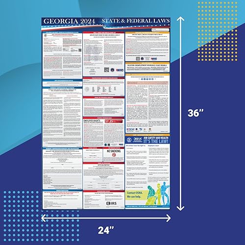 Miniatura 2 de Póster de leyes laborales estatales y federales de Georgia 2024  Cumple con OSHA en el lugar de trabajo incluye actualizaciones FLSA FMLA y EEOC