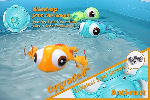 Miniatura 5 de DUCKBOXX XX Paquete de juguetes de baño enrollables (6 piezas)  tortugas marinas nadadoras (3 piezas) y pingüino (3 piezas) para niños de 18 meses