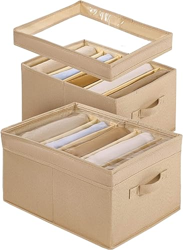 Contenedores de almacenamiento de alta calidad para ropa, organizador multifuncional con divisores extraíbles fuertes y parte inferior dura, tapa