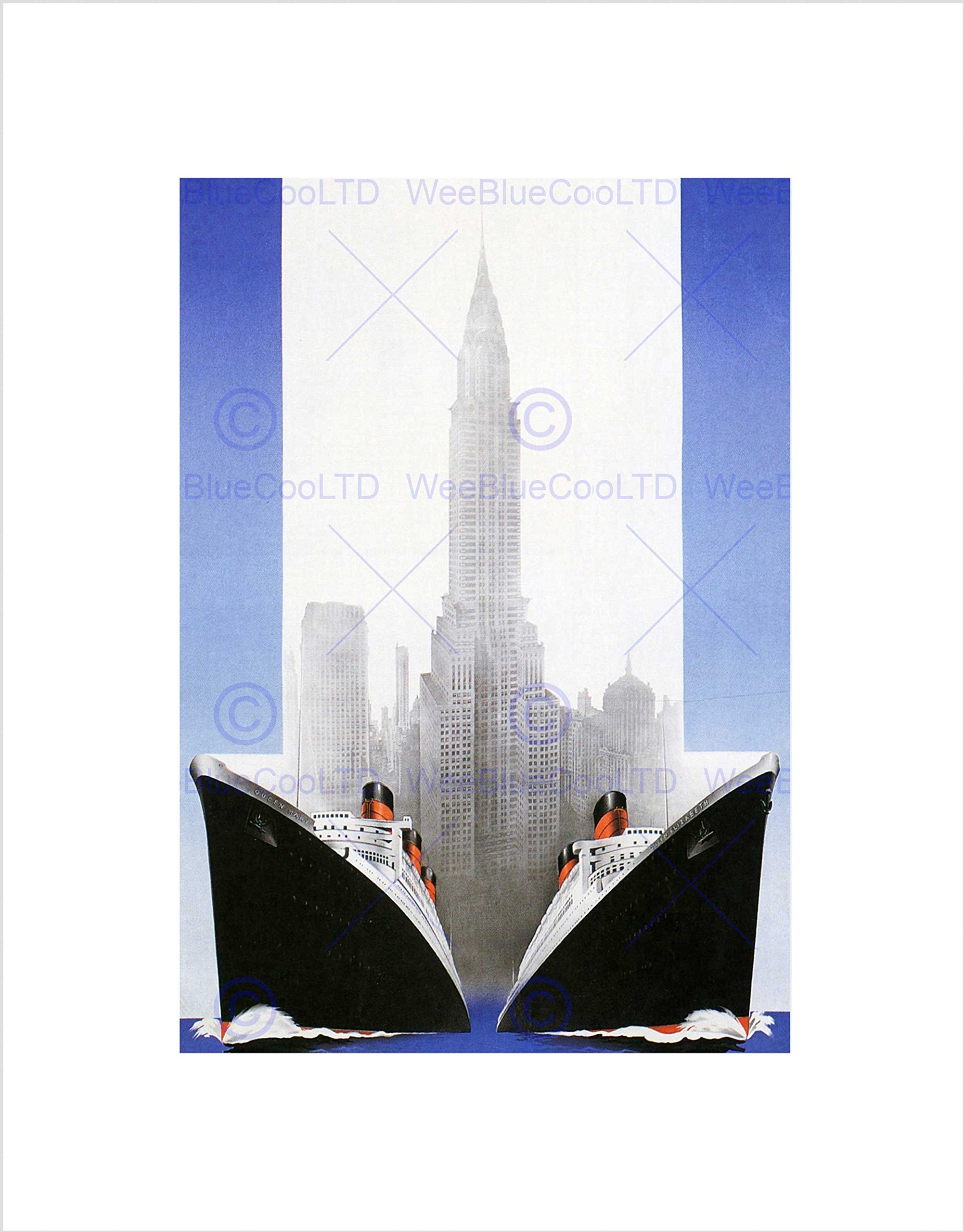 Wee Blue Coo TRAVEL LINER SHIP OCEAN SKYSCRAPER CITY BOAT CANADA FRAMED PRINT B12X10298