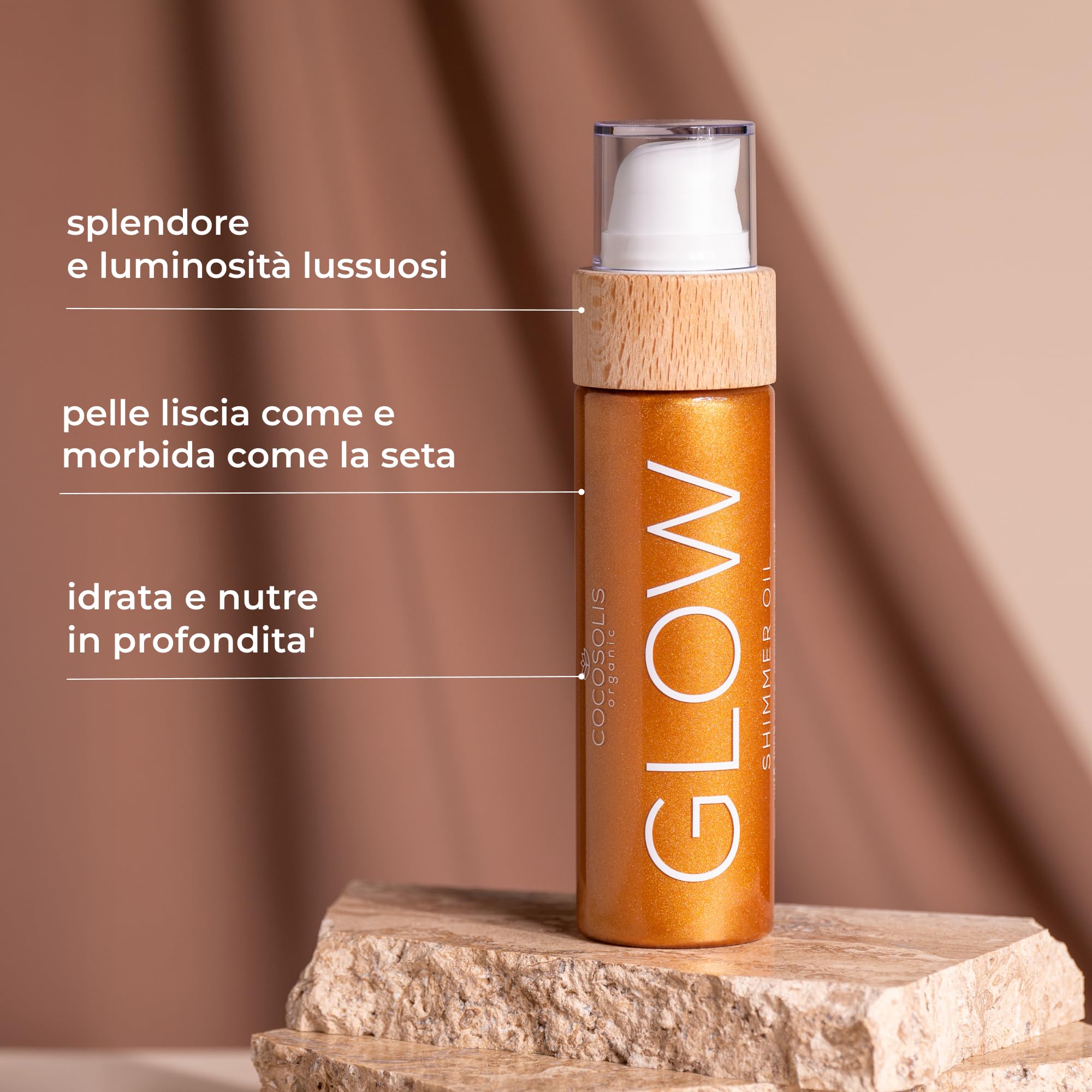 COCOSOLIS GLOW Olio Illuminante Corpo – Bio Oil – Olio Abbronzante Corpo e Viso – Ingredienti Naturali Biologici – Profumo ai Biscotti (110 ml)