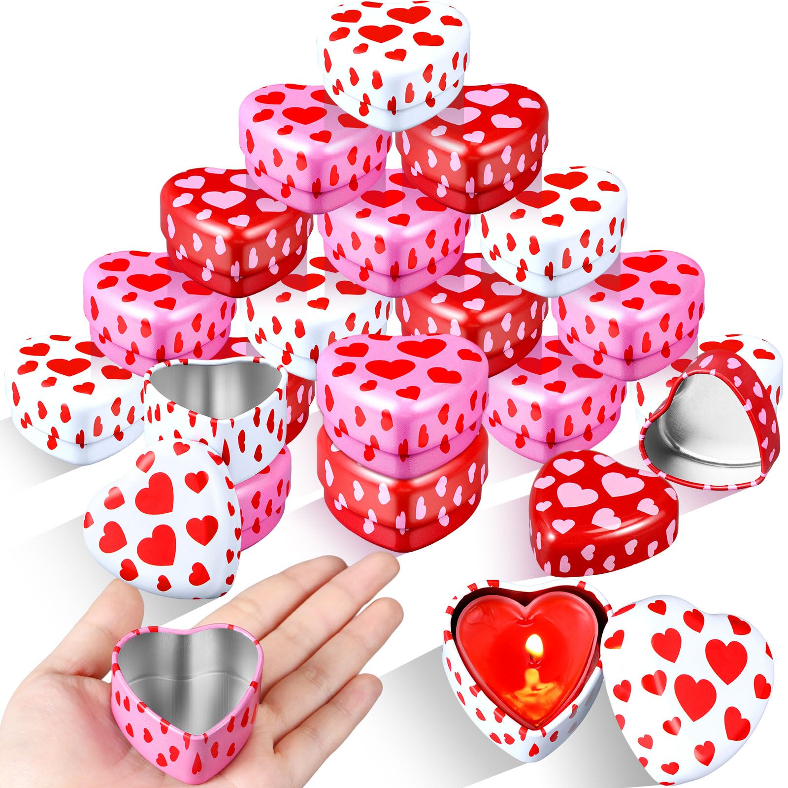 Amazon.com: MorningRo 24 Pcs Valentine Heart Candle Tins with Lids