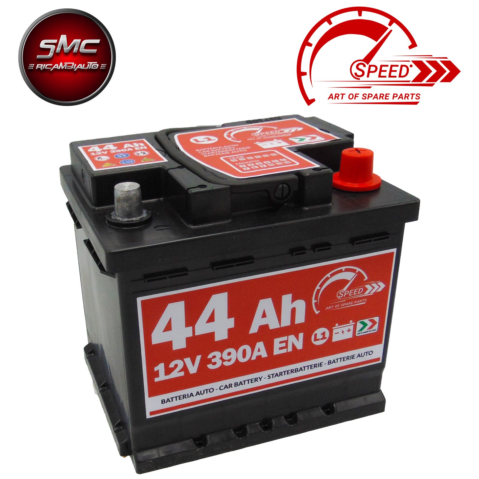 BATTERIA AUTO SPEED BY SMC cod L144 44Ah 390A Polo Positivo a Destra 12V