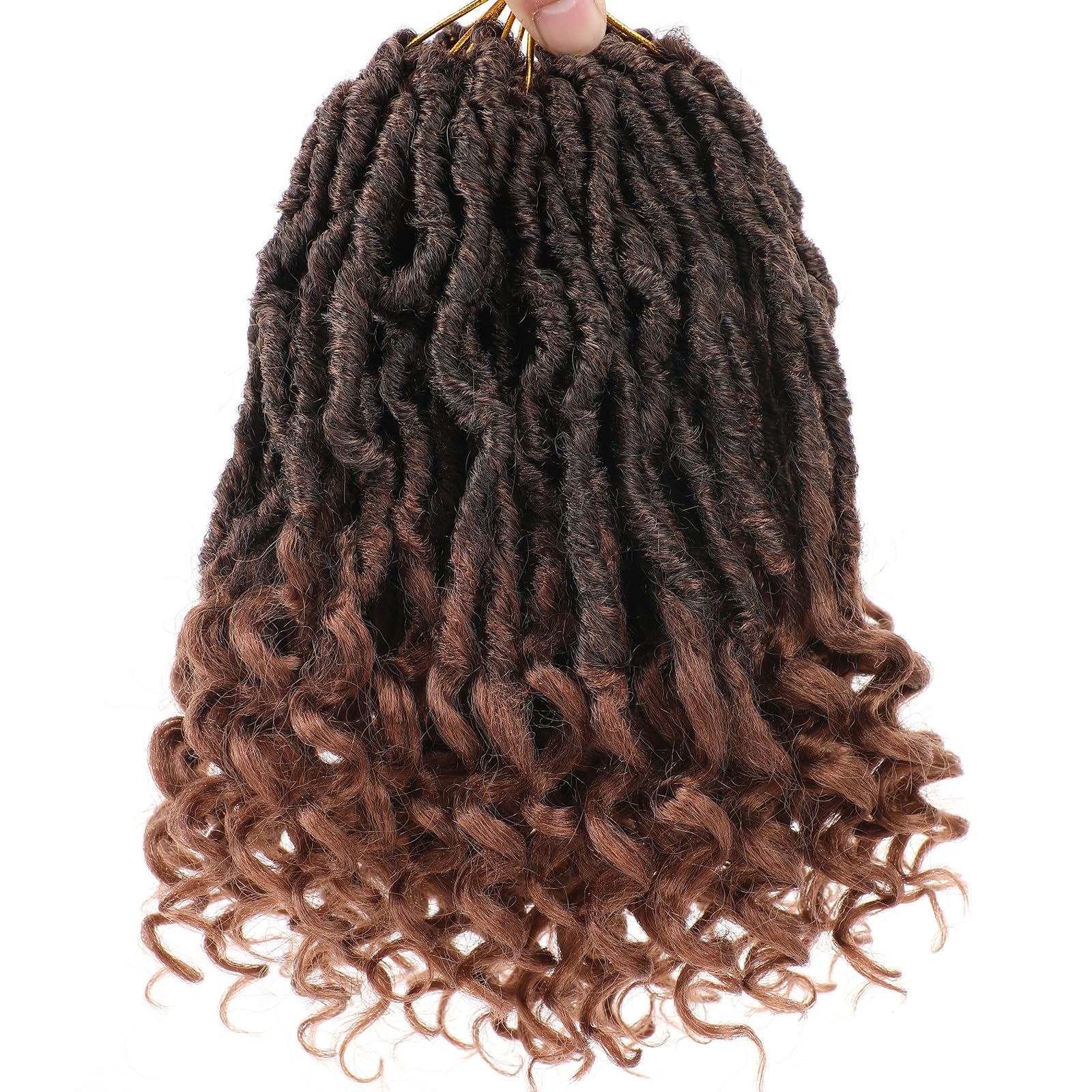 7 Packs Faux Locs Crochet Hair 10 Inch Pre-looped Soft Locs Crochet Hair With Curly Ends Bohemian Goddess Locs Crochet Hair Extensions for Women (