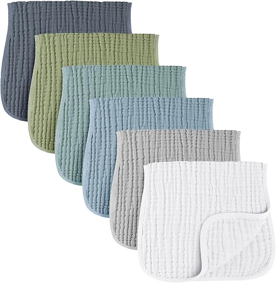 Konssy Muslin Baby Burp Cloths Sets for Unisex 6 Pack