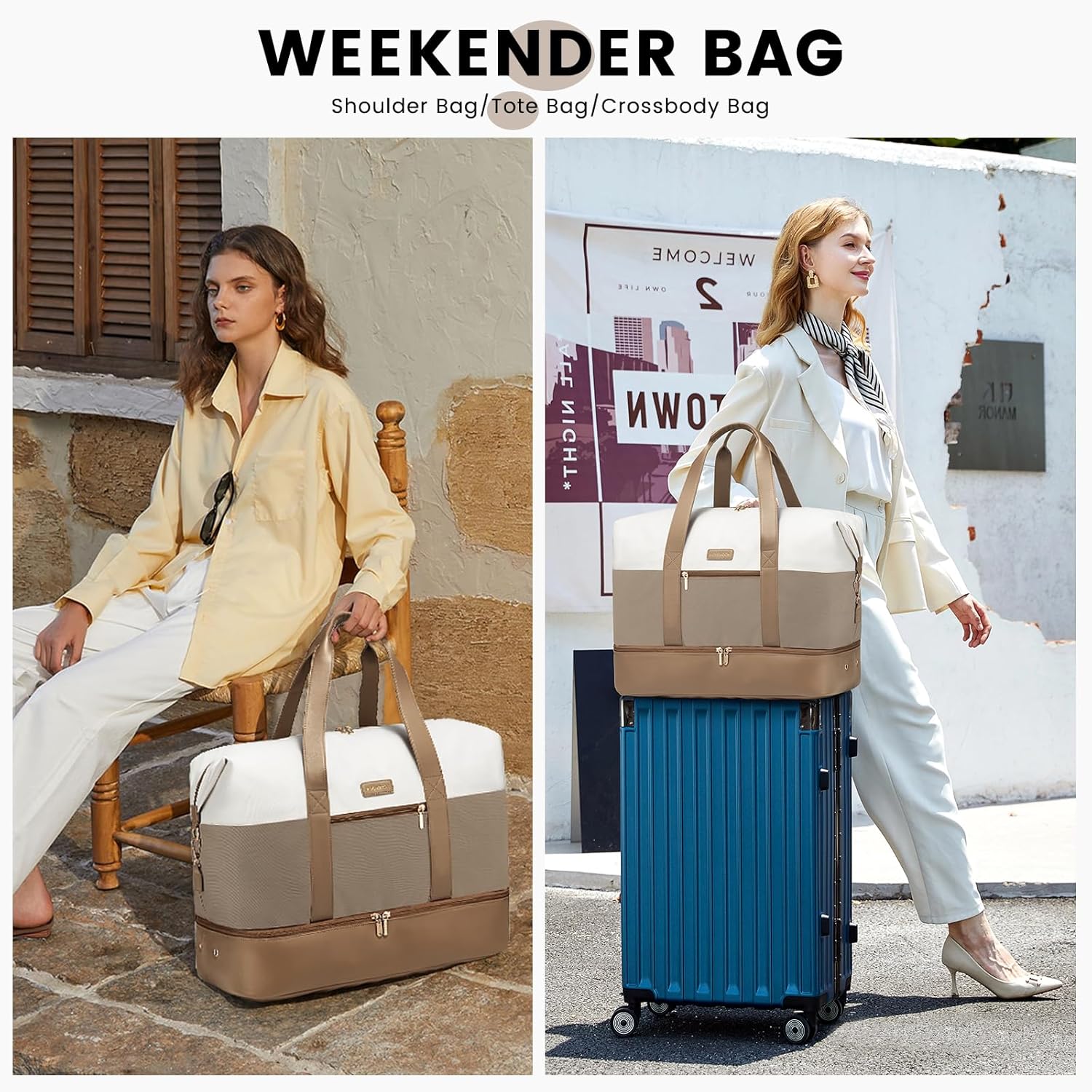 LOVEVOOK Weekender Bag, Large Travel Duffel Bag for Women with 2 Packing Cubes, Carry on Overnight Bag with Shoe Compartment, Mom Hospital Bags for Labor and Delivery - Image 3