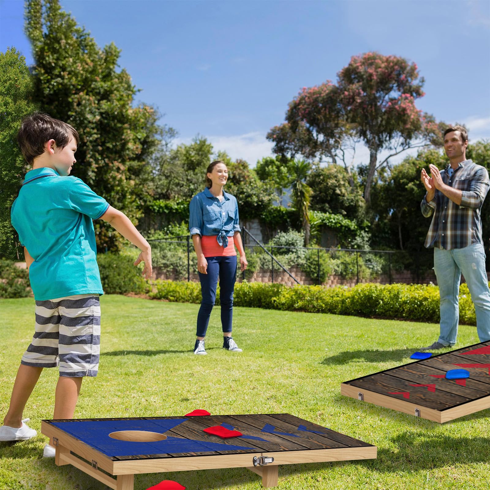 NZQXJXZ 90 x 60 cm plegable Cornhole Juego Outdoor Cornhole Saquitos con 8 sacos de frijoles & Bolsa de transporte para patio trasero, césped, playa 2 en 1 Camping Outdoor Juego