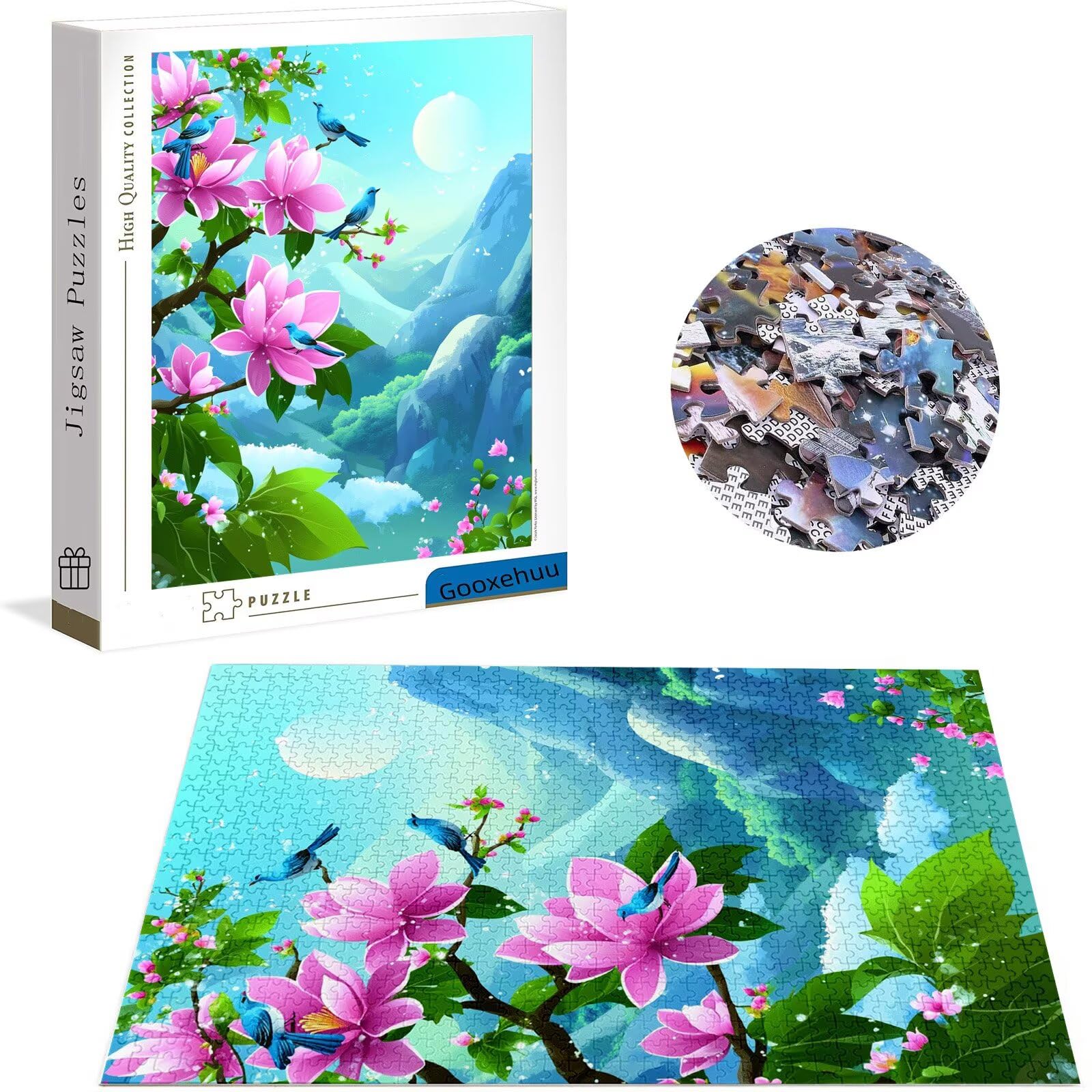 Puzzle 6000 elementów, księżyc dla dorosłych, drewniane puzzle klasyczne puzzle z motywem kwiatu Jigsaw dla dorosłych i dzieci, sprytne puzzle drewniana Jigsaw, gra zręcznościowa dla całej rodziny, g