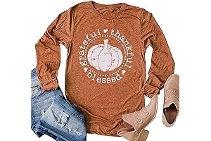 Women Thankful Blessed T-Shirt Thanksgiving Day Tee with Funny Leopard Print