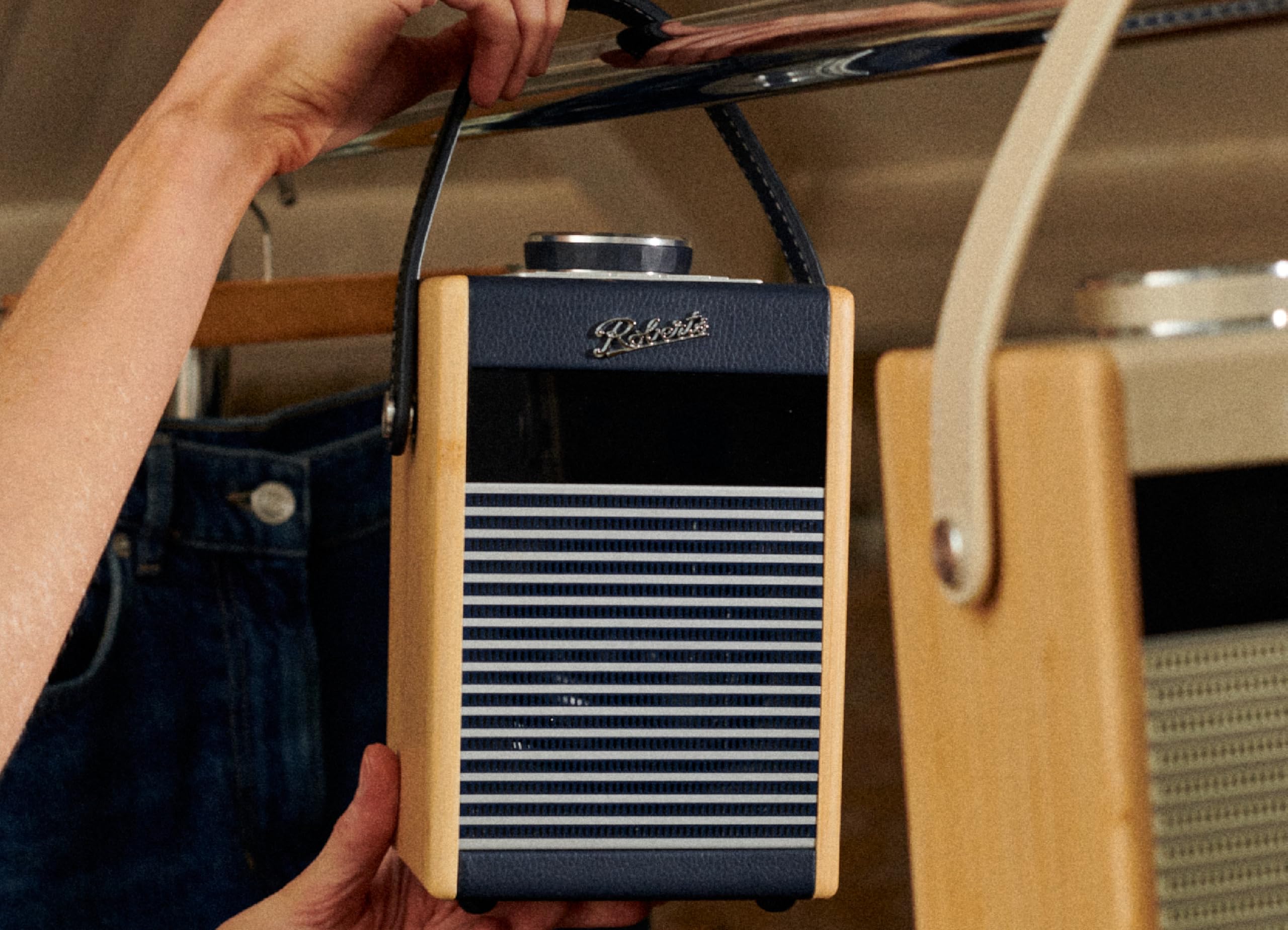 Rambler MIDI Radio-réveil rétro Portable Dab+/FM/Bluetooth Bleu Marin