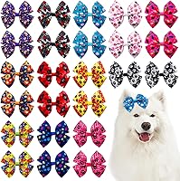 Vista 12 de 24Pcs/12 Pares 10 cm Lazos para el pelo de perro grandes para perros grandes Patrón de otoño Hojas de calabaza de arce Hojas de cosecha Forestales