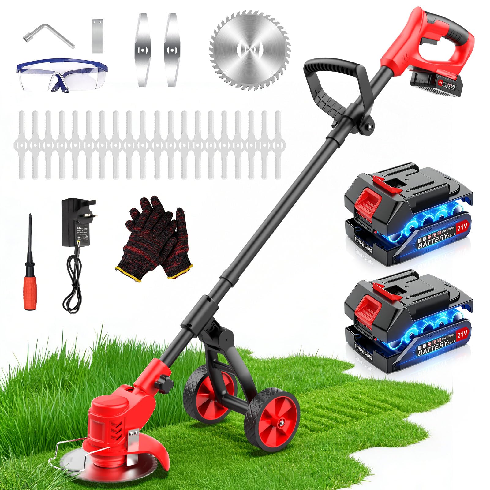 Cordless Strimmer with Wheels