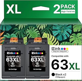 E-Z Ink 63XL Black Ink Cartridge Remanufactured 63XL 63 Ink Replacement for HP Ink 63 HP63 HP63XL to Use with HP OfficeJet...