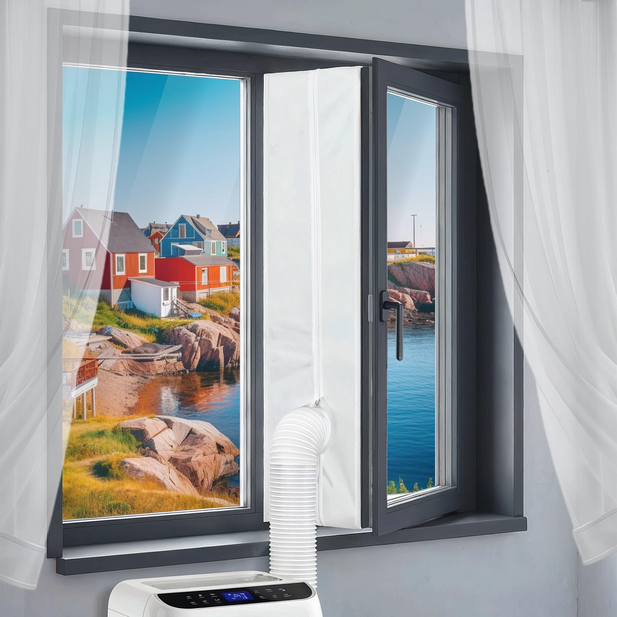 Klimaanlage Fensterabdichtung, Fensterabdichtung für Mobile Klimageräte, Wäschetrockner, Ablufttrockne, Hot Air Stop Geeignet für Universell Fenster, Flügelfenster, Dachfenster, Kein Bohren, 300CM