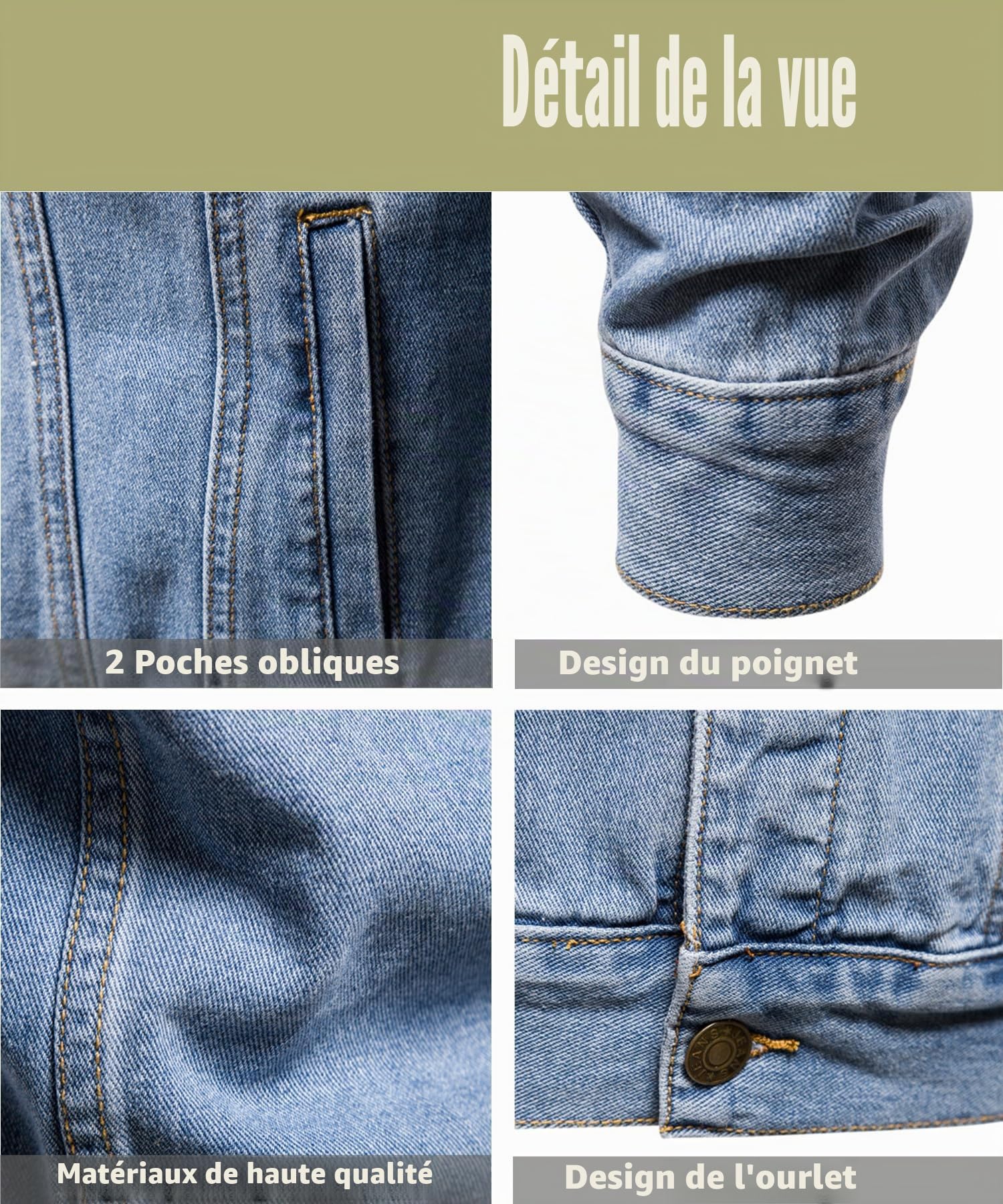 Veste en Jean pour Hommes Jacket en Jean Vintage The Trucker Veste Denim Jacket Blouson Cowboy à la Mode Motard Décontractée Denim Rider Manteau de Moto Retro Outwear classique