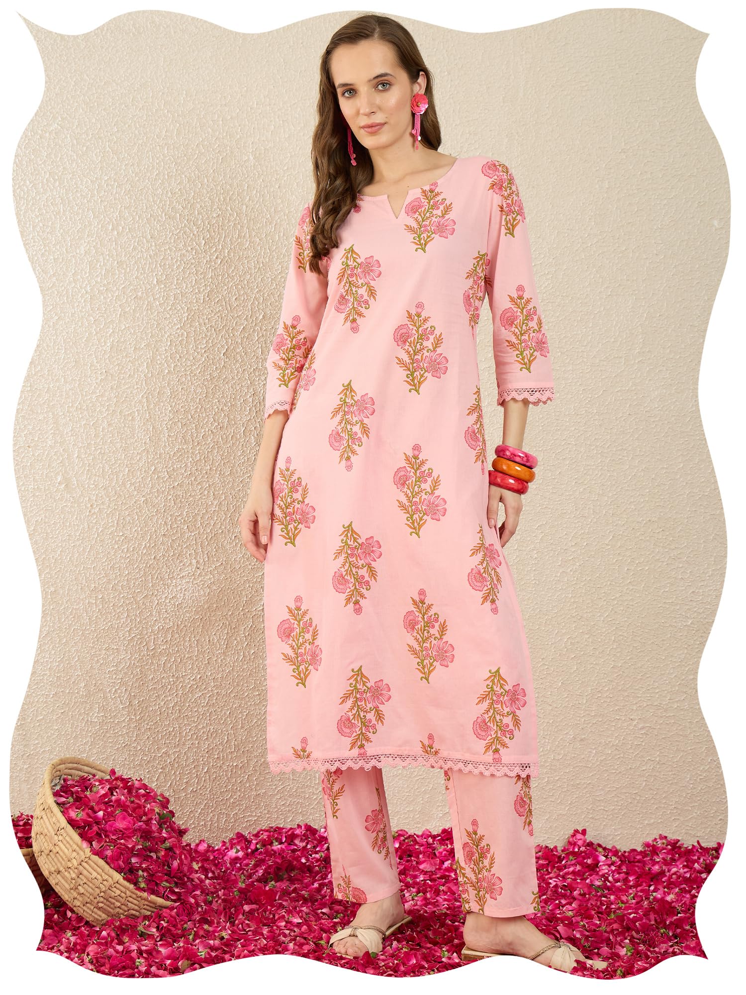 indo era Women's Cotton Ethnic Co-Ord Set | Kurta Pant Set | Stylish Cotton Suit Set for Women,12153-picture-18