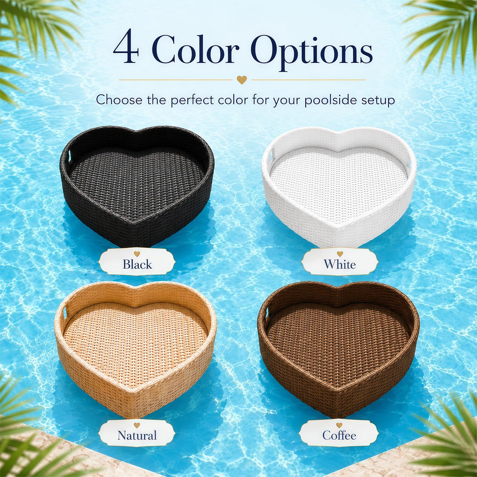 BANGBANGJI Bandeja Flotante Efecto Ratán para Resorts de Verano White | Bandeja flotante de ratán con acabado cuidado, espaciosa para bebidas, desayunos, fruta & accesorios