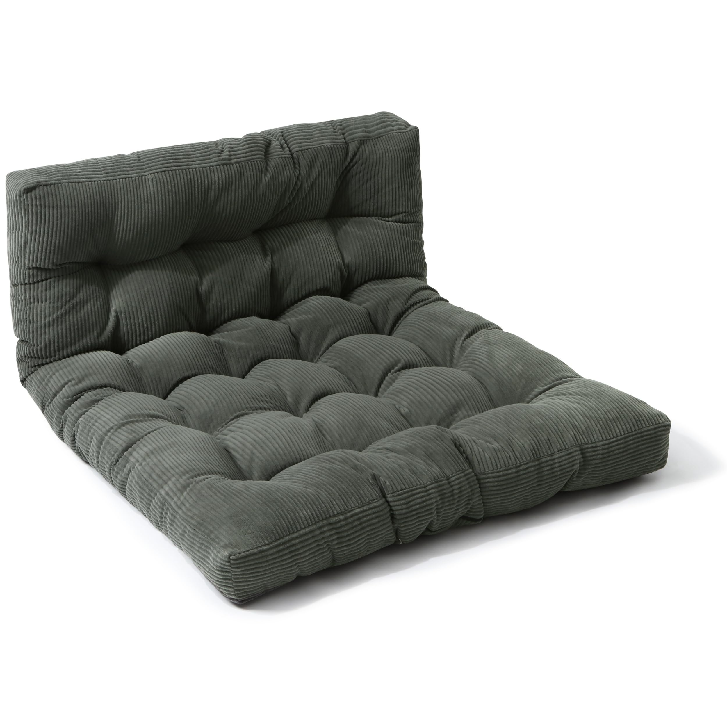 bananair - Futon Giapponese per 2 Persone, Comodo e Spesso, Imbottitura in Schiuma - Velluto a Coste Larghe Morbido ed Elegante - Con Cinghie, Materasso Pieghevole Pratico (160x200 cm, Grigio Scuro)