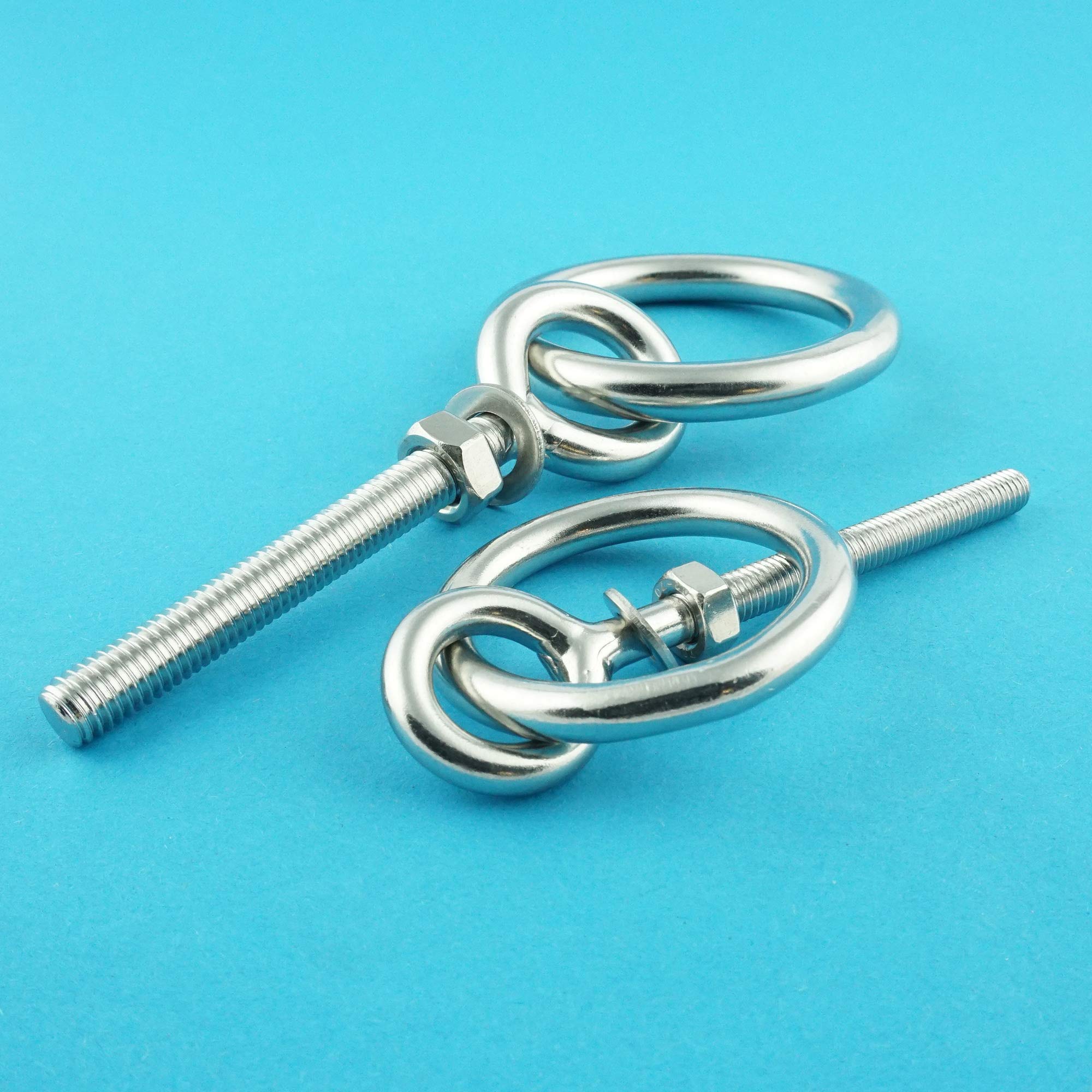 M12 x 150 mm Perno de ojo con anillo (2 unidades) - Tornillos de ojal - Rosca métrica - Tornillo de anillo - Acero inoxidable A4 V4A - inoxidable