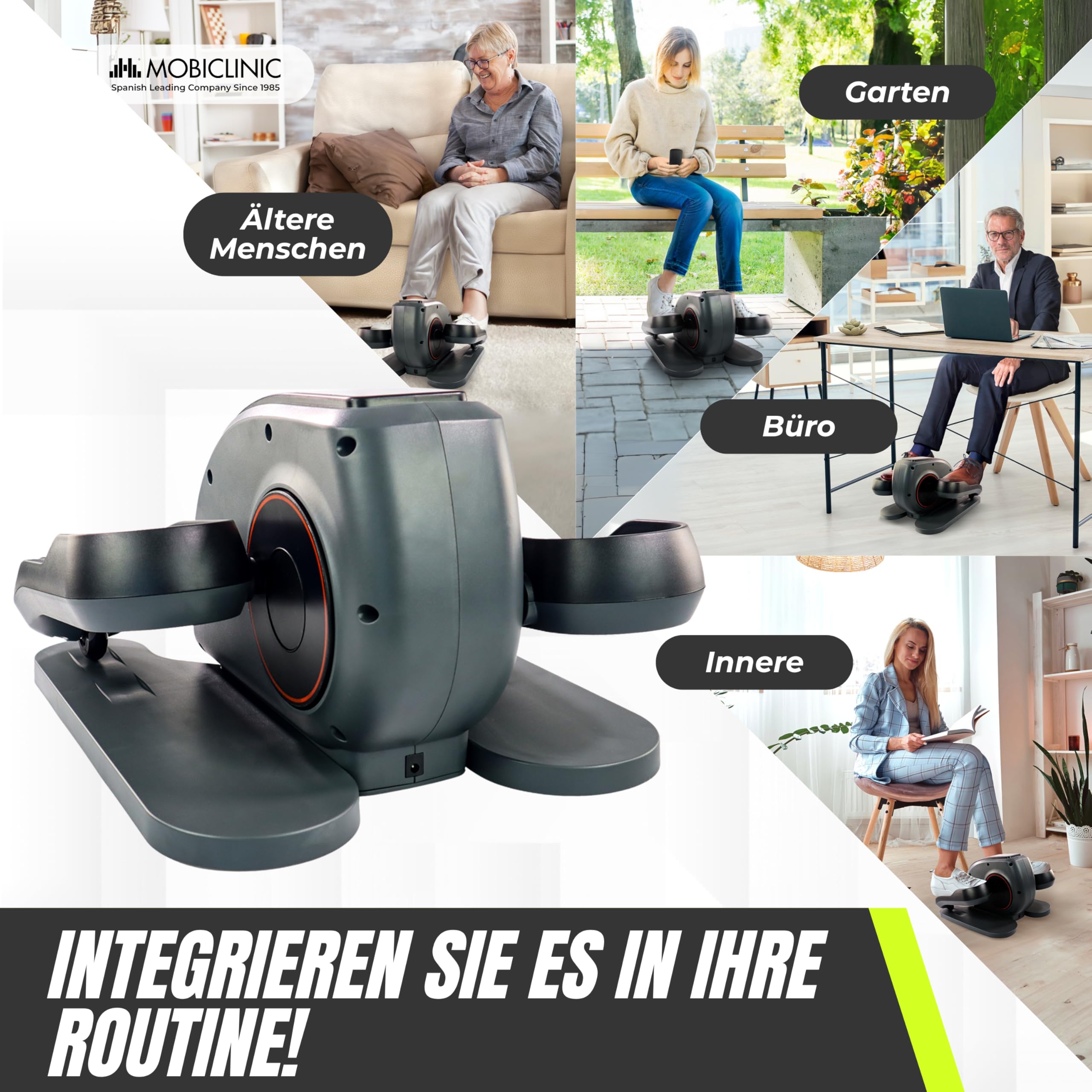 Mobiclinic Mini Ellipsentrainer Heimtrainer 10 Geschwindigkeiten 3 Programme LCD-Display Einstellbarer Widerstand