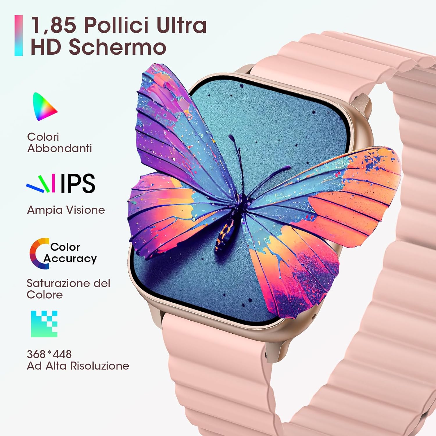 AKUMAKA Smartwatch Donna con Chiamate/Contatti SOS, 2023 Nuovo 1.85 HD Orologio Fitness, 24H Cardiofrequenzimetro/SpO2/Sonno/Fisiologia Femminile, 100+ Sport Contapassi Calorie Android iOS Oro Rosa AKUMAKA Smartwatch Donna con Chiamate/Contatti SOS, 2023 Nuovo 1.85 HD Orologio Fitness, 24H Cardiofrequenzimetro/SpO2/Sonno/Fisiologia Femminile, 100+ Sport Contapassi Calorie Android iOS Oro Rosa