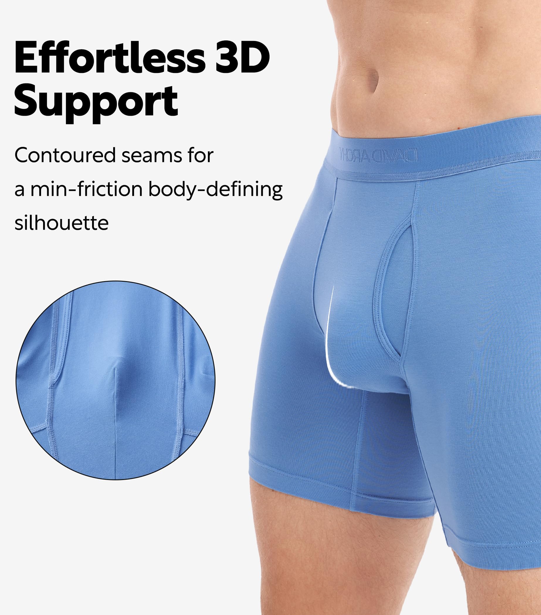 DAVID ARCHY Herren-Unterwäsche, Boxershorts, weich, bequem, Micro-Modal, atmungsaktiv, mit Eingriff für Herren, 3er-Pack