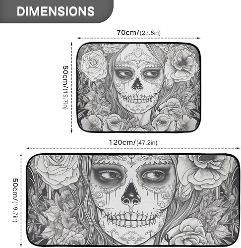 Miniatura 5 de Kitchen Mats for Floor 2 Piece Set Mexican Skull Woman Print, Anti Skid Cushioned Water Absorbent Kitchen Rugs Door Mat Floor Mats for Kitchen Sink