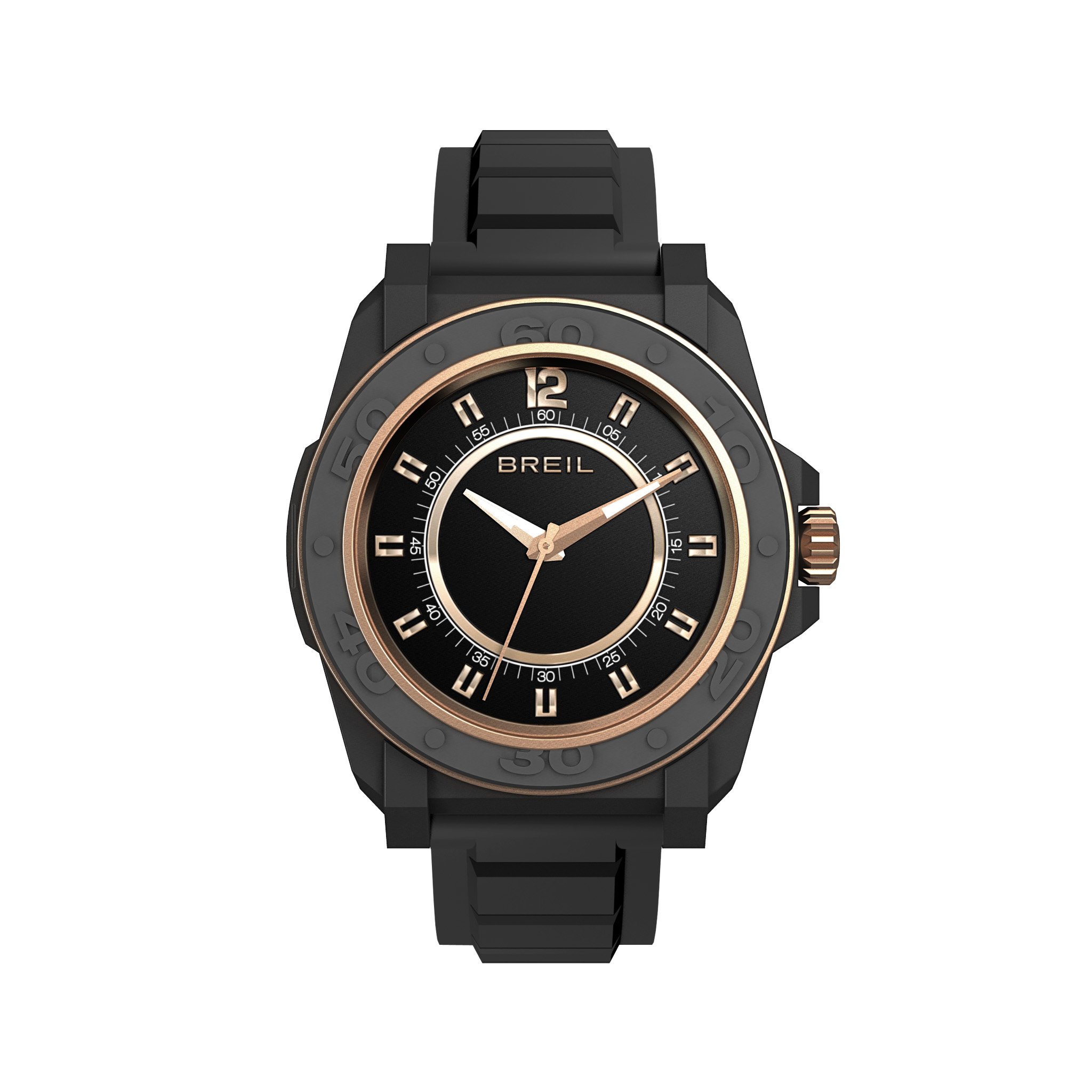 Breil Unisex Quartz Watch with Beige Dial Analogue Display and Black PU Bracelet TW0833