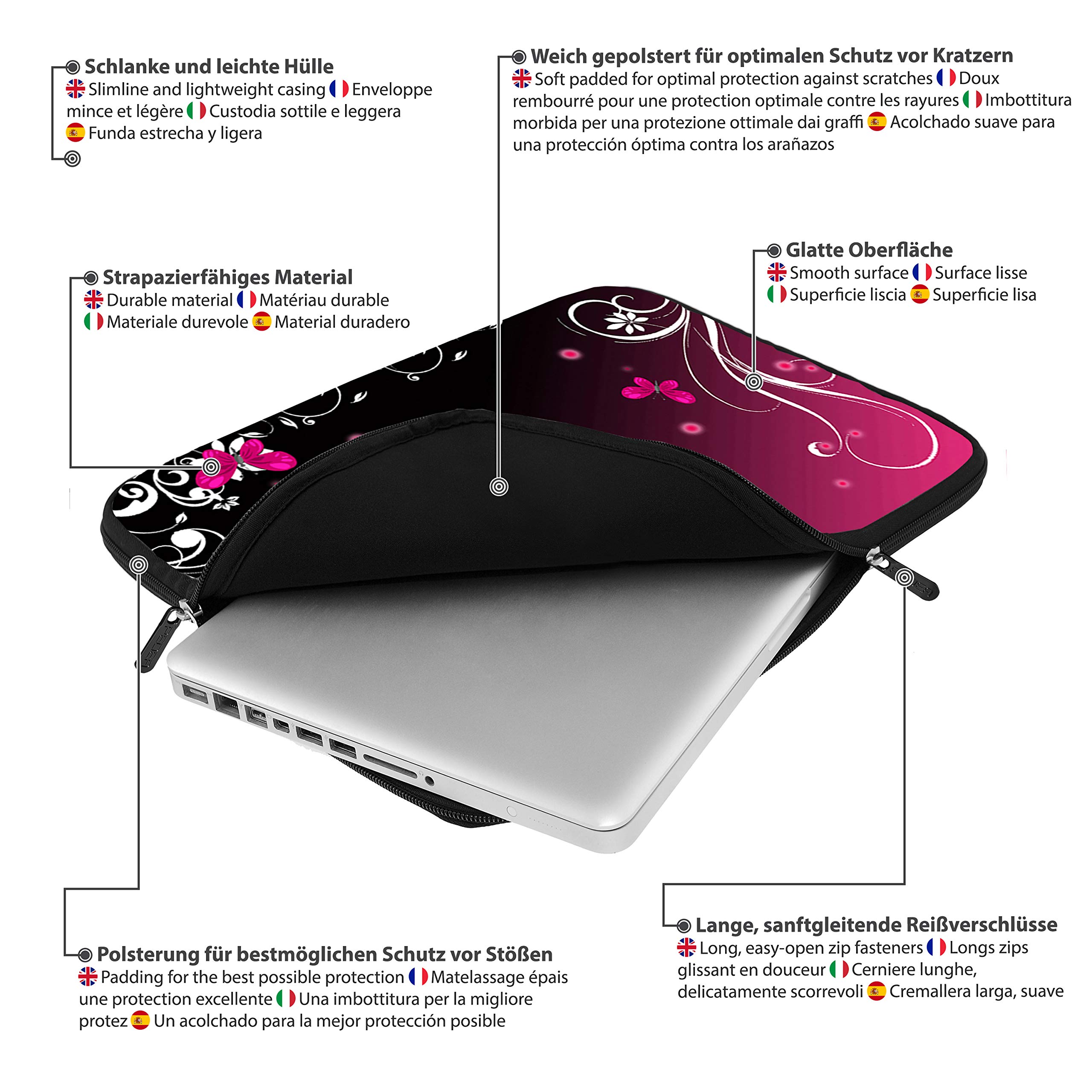 PEDEA Designerski pokrowiec ochronny na notebook do 17,3 cala (43,9 cm), motyl