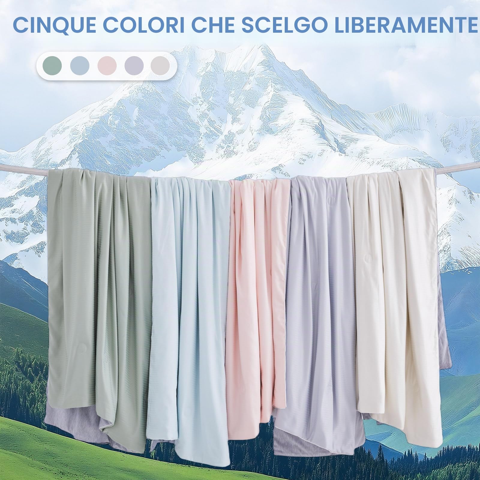 Qucover Trapunta Estiva Letto Matrimoniale 200 x 230, Arc-Chill 3.0 Q-Max>0.5 Trapunta Microfibra Leggera Reversibile, Coperta Rinfrescante Fresco Morbido Traspirante Multiuso, Grigio Verde