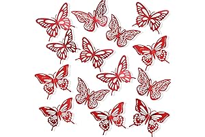 3D Butterfly Wall Stickers Decoration for Bedroom Red