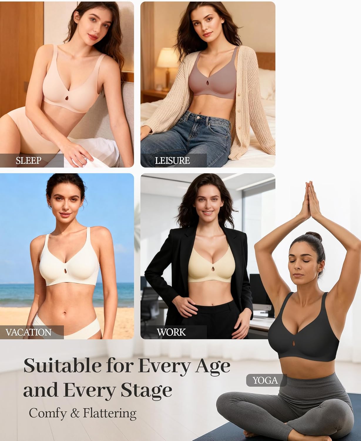 Smooth V Jelly Bras for Women No Underwire Seamless Plunge Bralettes T Shirt Sleep Everyday Bra with Bra Extender - Image 6