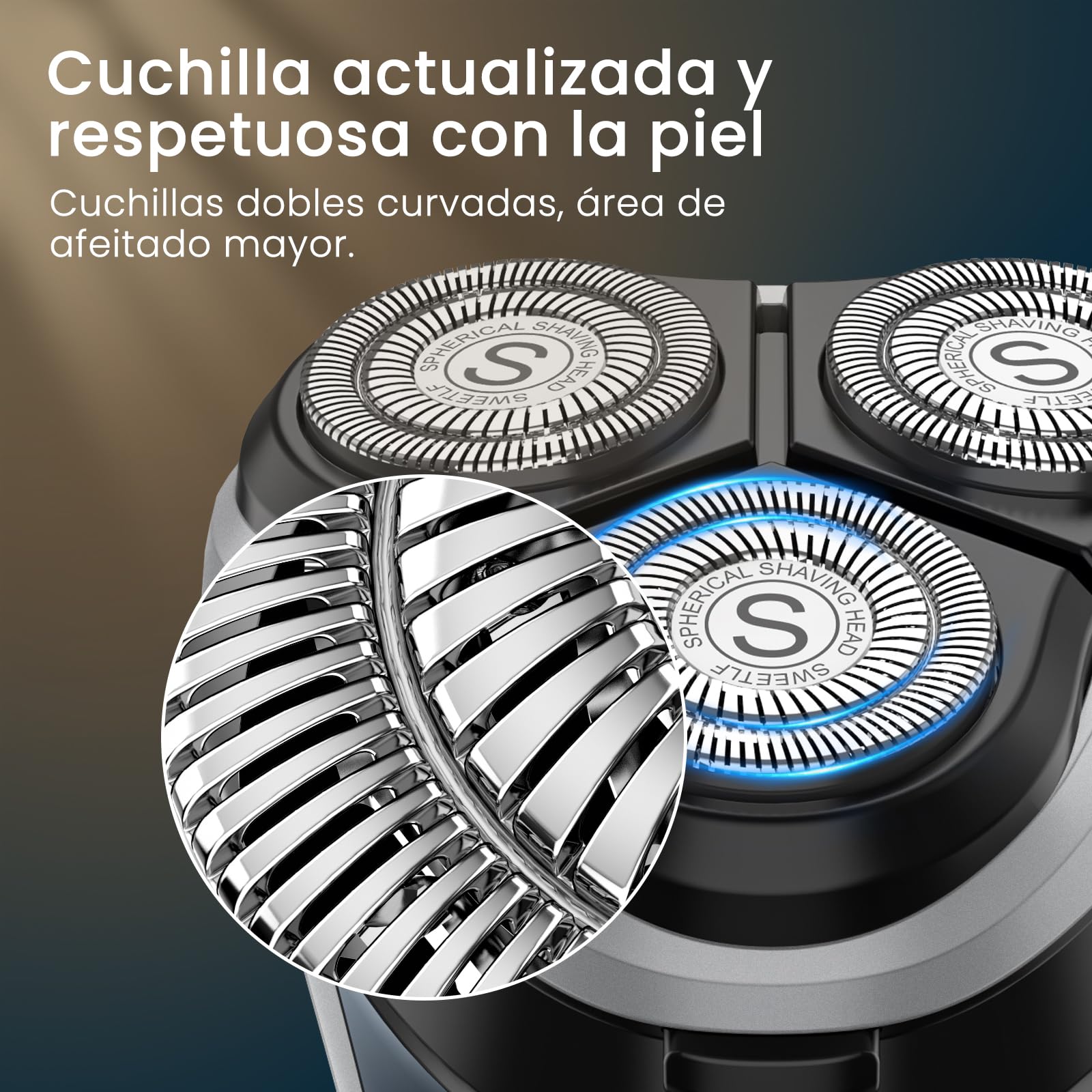 SweetLF [2024 NUEVO] Afeitadora Eléctrica Hombre, Uso en Húmedo y Seco, Maquina de Afeitar Recargable con Tecnología Impermeable IPX7, Afeitadora Electrica Barba con Pantalla LED