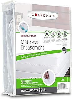 Guardmax Twin XL Mattress Protector Zippered - 100% Waterproof Mattress Encasement Cover, Ultra Soft and Breathable Fabric...