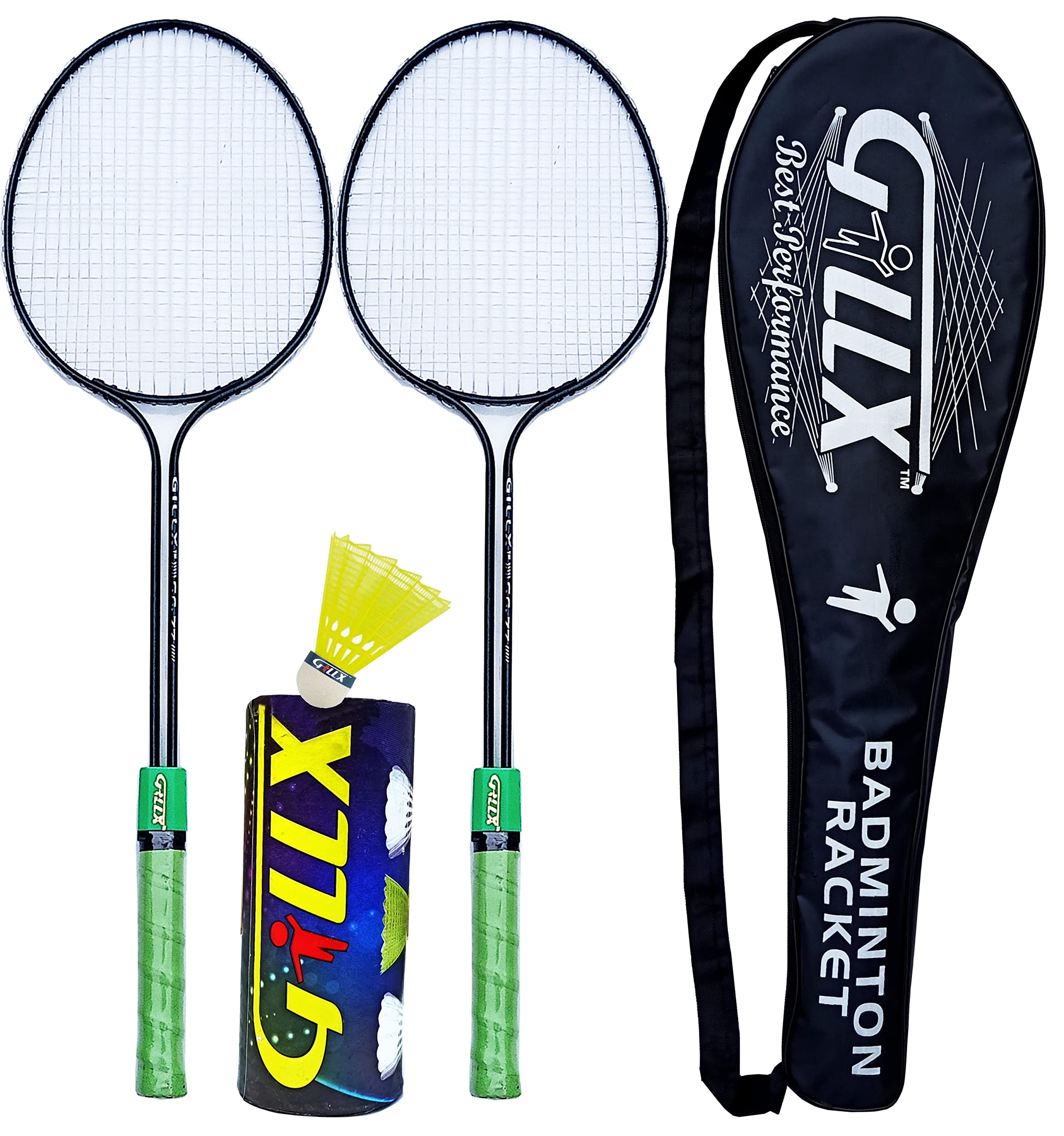 GILLX Badminton Rackets with 3 Nylon Shuttle Cocks with Full Cover (B0B31V3CZP) Amazon Price History, Amazon Price Tracker