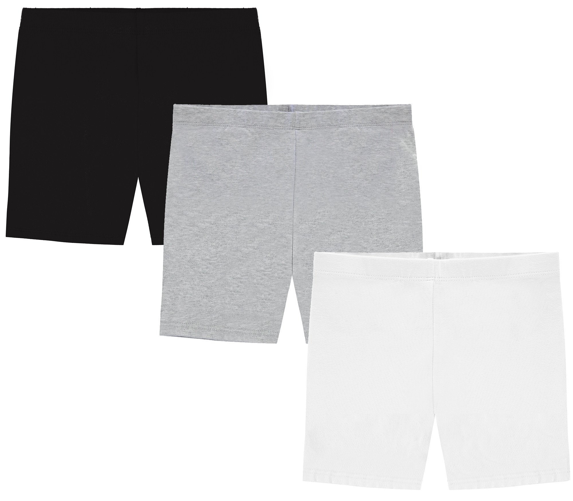 Toddlers & Girls Bike Shorts Cotton & Spandex — Biker Shorts for Under Dresses, Cartwheel & Dance - 3 Pack Sizes 2T-16
