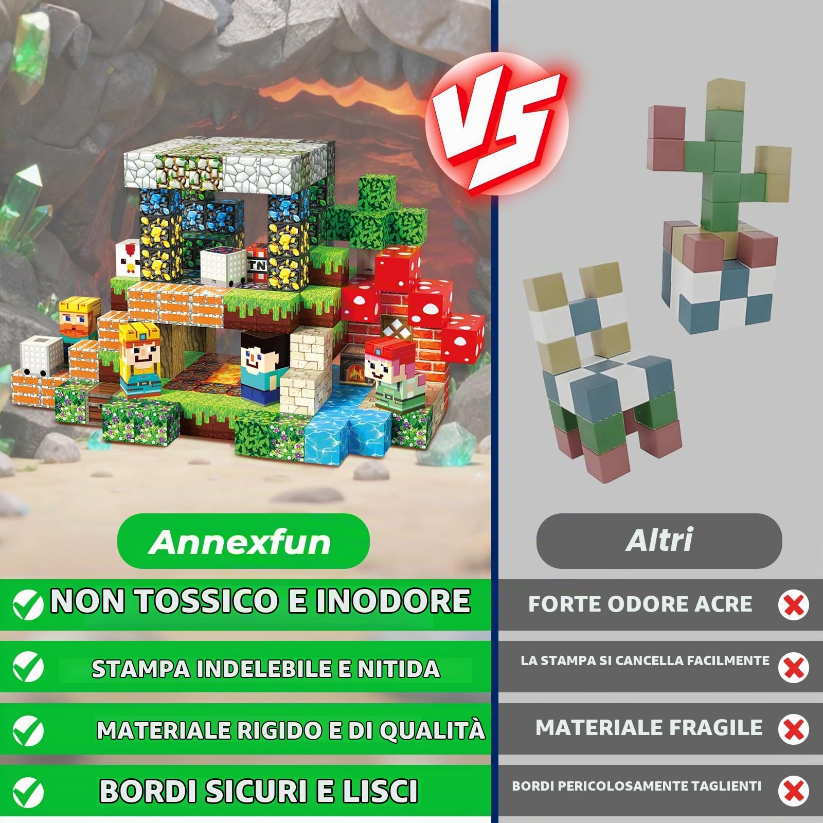 Annexfun 200 Pezzi Costruzioni Magnetiche - Emozionante Avventura nel Sottosuolo con Caccia al Tesoro, Giocattolo Educativo per Esplorazione e Creatività, Ideale Regalo per Bambini 4-12 Anni