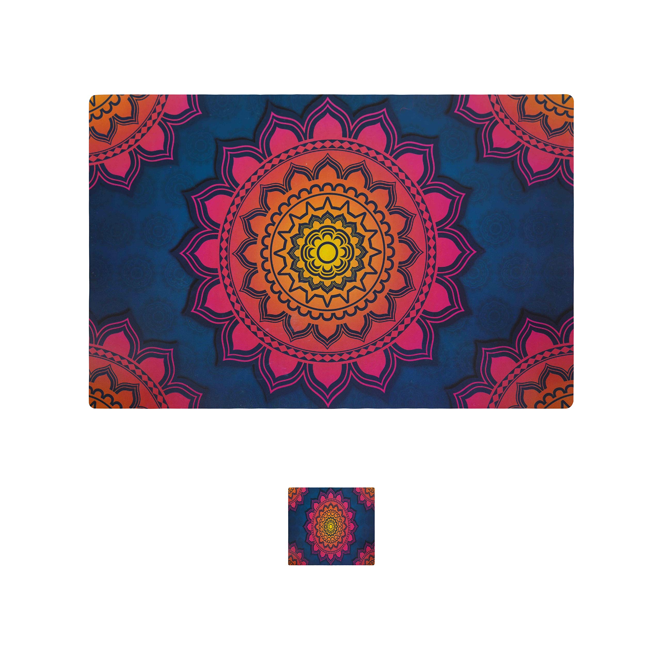 Glassiano PVC Abstract Dining Table Place Mats with Tea Coasters, 44x28 cm (Pack of 6) Design_PM025