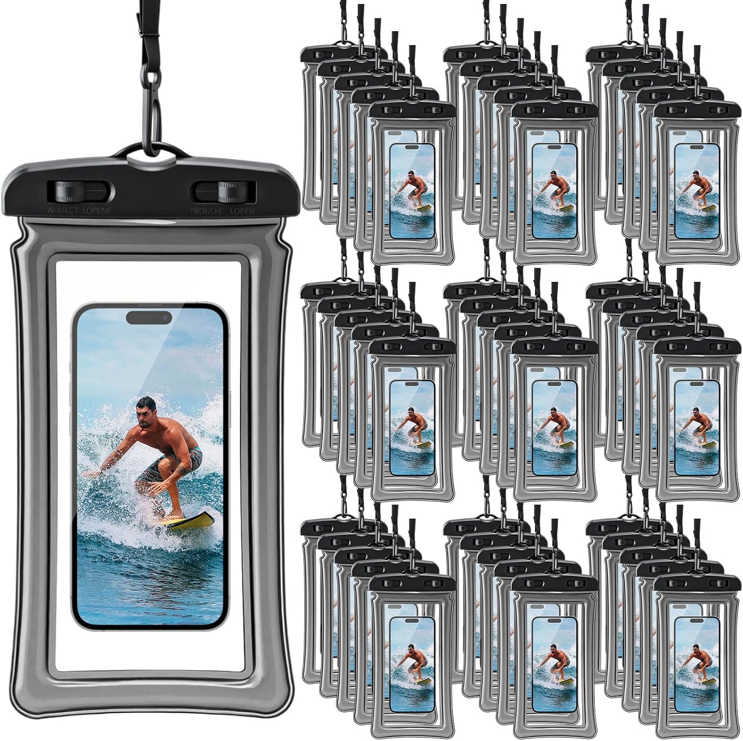 56 Pack Waterproof Phone Pouch Clear Cellphone Case Bulk Universal Phone Dry Bag Waterproof Underwater Case Holder for Water Games Cruise Ship Essentials, up to 6.9 Inch (Black) 56 Pack Waterproof Phone Pouch Clear Cellphone Case Bulk Universal Phone Dry Bag Waterproof Underwater Case Holder for Water Games Cruise Ship Essentials, up to 6.9 Inch (Black)