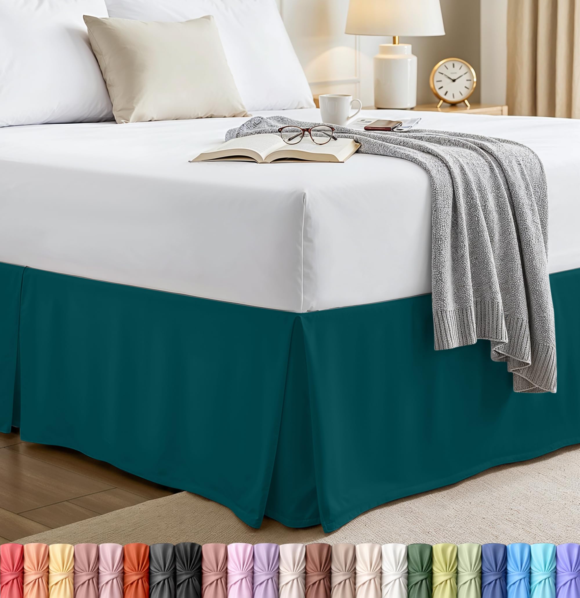 Utopia Bedding Twin Bed Skirt - Soft Quadruple Pleated Ruffle - Easy Fit with 15 Inch Tailored Drop - Hotel Quality, Shrinkage and Fade Resistant (Twin, Teal) โ image 1