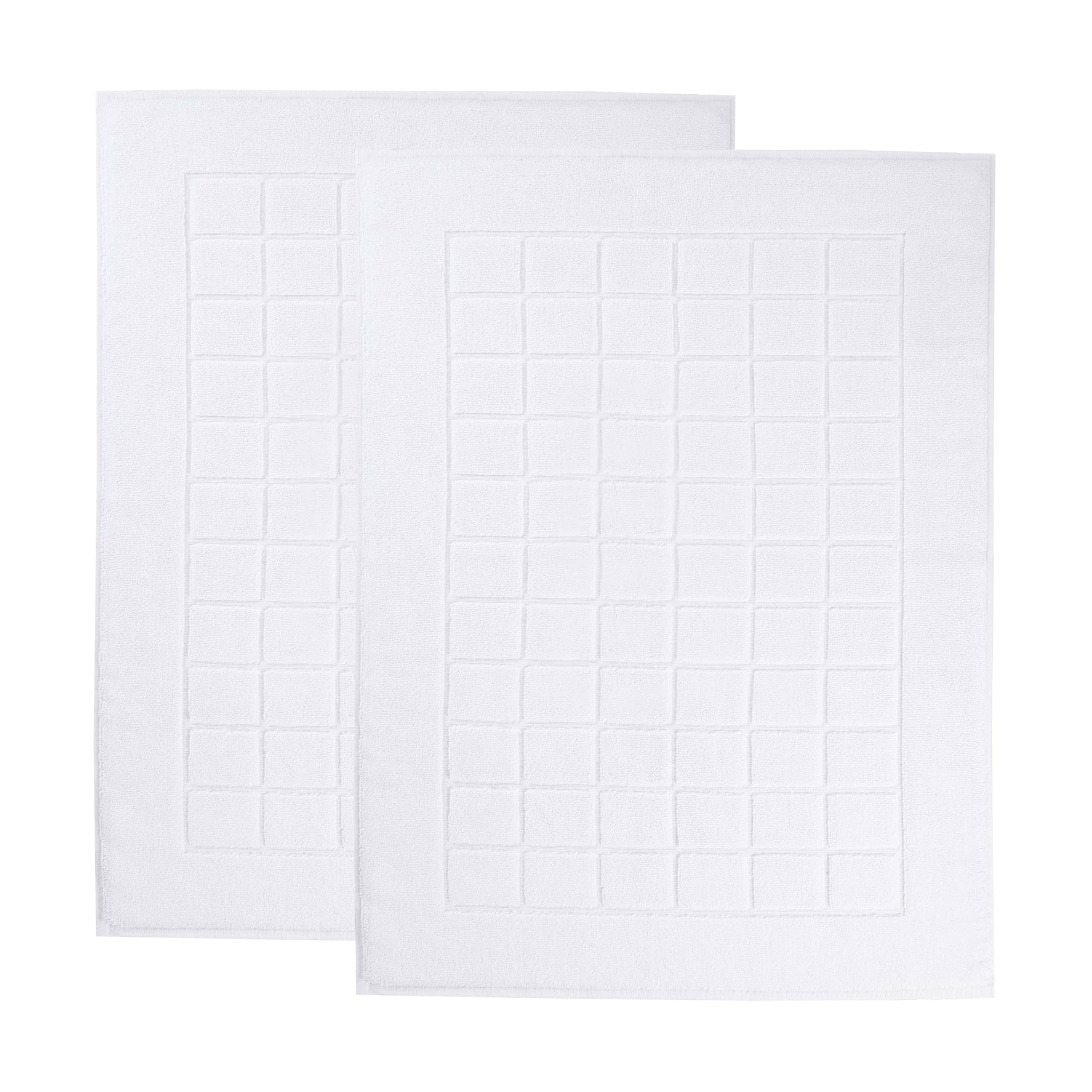 Tapis de bain absorbants en coton blanc Nora accessoires maison lot de 2