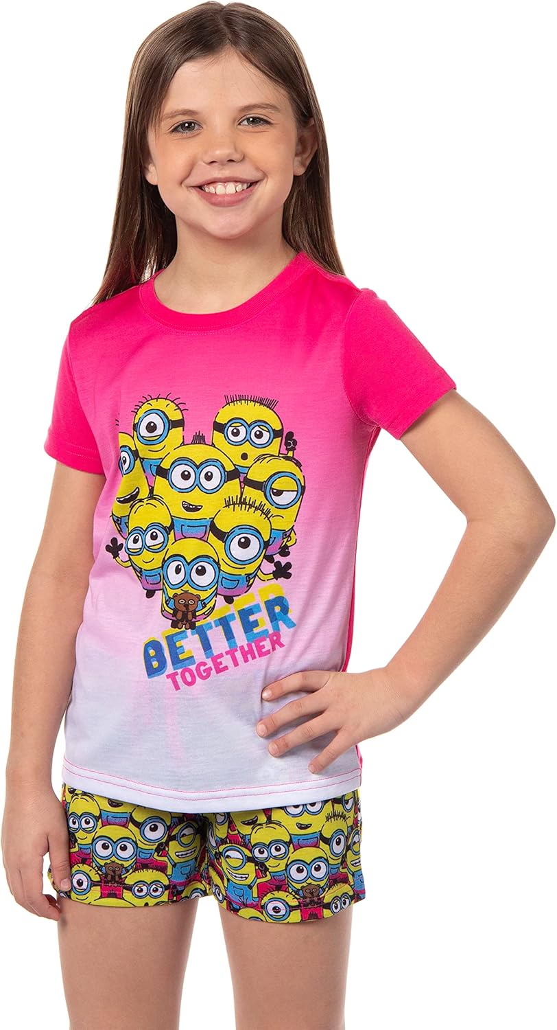 INTIMO Despicable Me Girls' Movie Minions Better Together Sleep Pajama Set Shorts